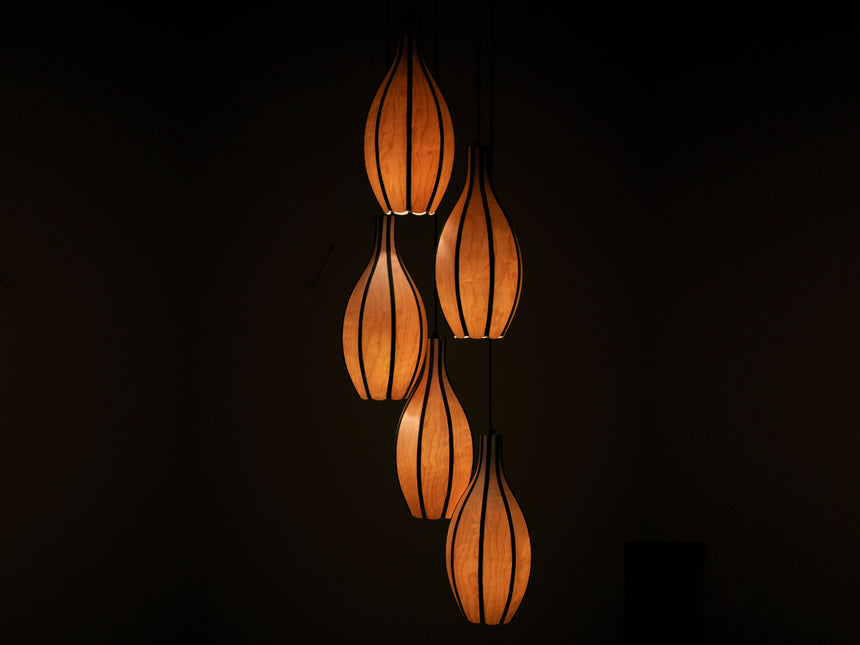 Rustic Wood Veneer Pendant Hanging Lamp